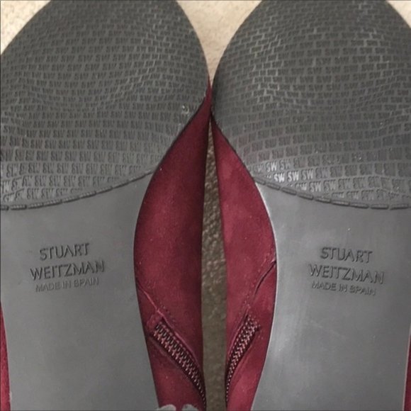 Stuart Weitzman Gardner Maroon Suede Boots 4M NEW - Picture 6 of 6